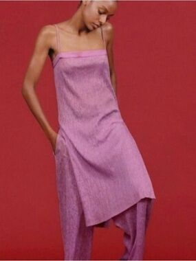 ZARA Pleated Tunic Top w/ Side Slits in Pink - S